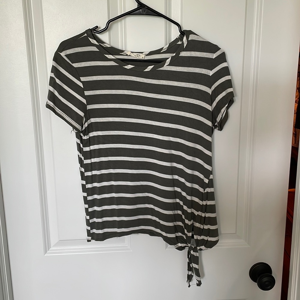 Olive Green Striped Knot Tshirt